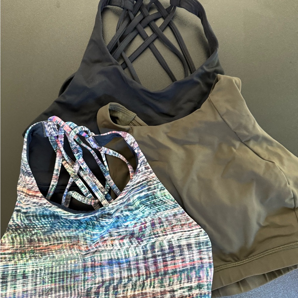 Lululemon Bundle: Sports Bras - Black, Olive, Multicolor